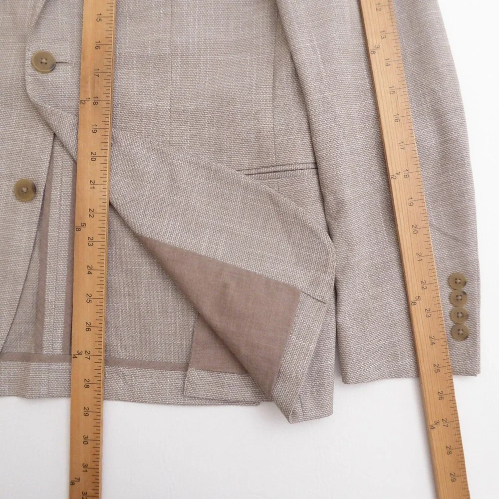 Calvin Klein Mens Blazer Beige Recycled Polyester Viscose Blend 40R Slim Fit